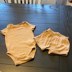 Baby Gap Tan Baby Onesie and Shorts Set